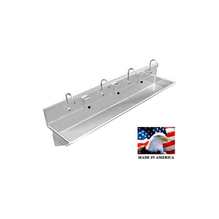 Best Sheet Metal. BSM Inc. Stainless Steel Sink, 4 User w/Electronic Faucets, Wall Brackets 80" L X 20" W X 8" D 043E80208B